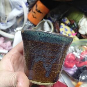 Handmade 3" Pottery Candle Holder Signed Bre